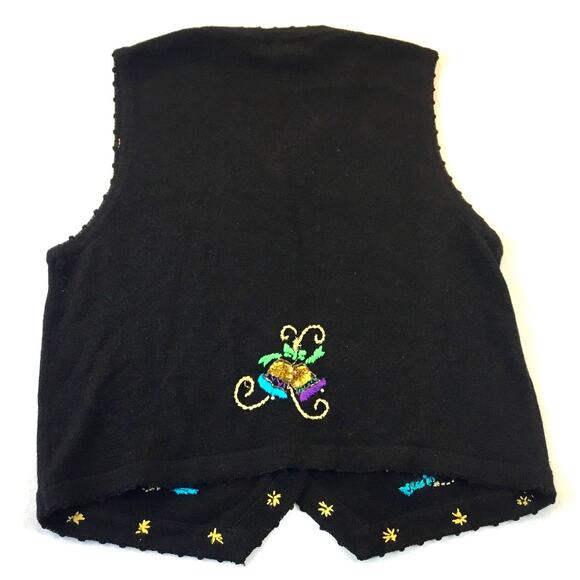 Holiday Sweater Vest Arriviste Woman Black Embellished Size 1X - Picture 4 of 6
